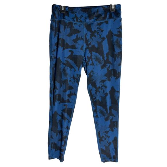 Everlast Leggings Womens Size L Blue Pull On Athleisure All Over Floral Pint Gym - Picture 1 of 5